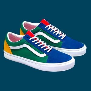 Vans Men-Women Yacht Club Old Skool Sneakers Blu Green Yellow Red size 9.5W